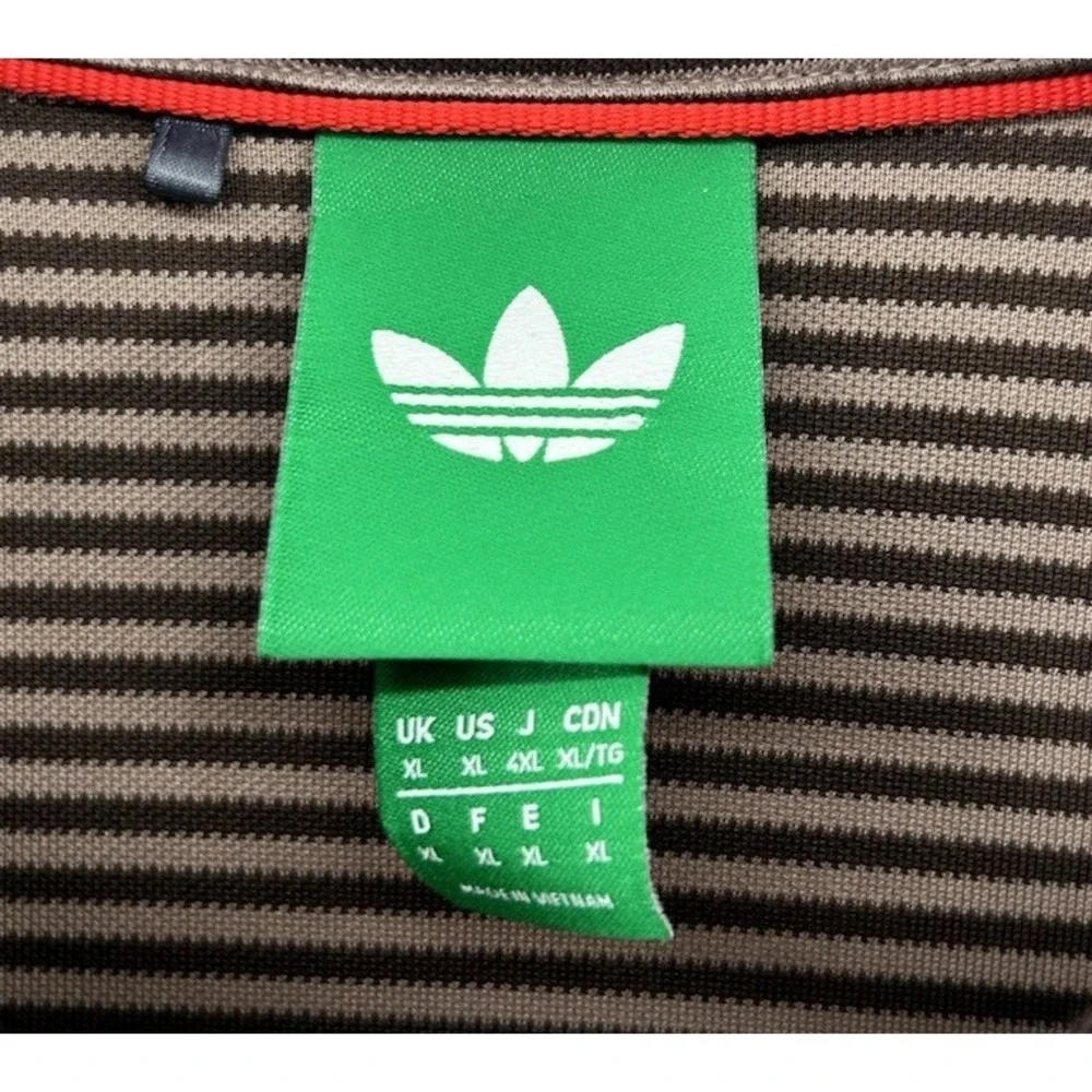 Adidas Originals Stripe Pique Polo Shirt Brown Striped Men's Size XL